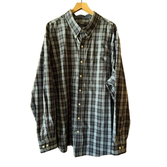 Men's Big and Tall 3XLT Izod Button Down Dress Shirt Blue White Plaid - Picture 1 of 8